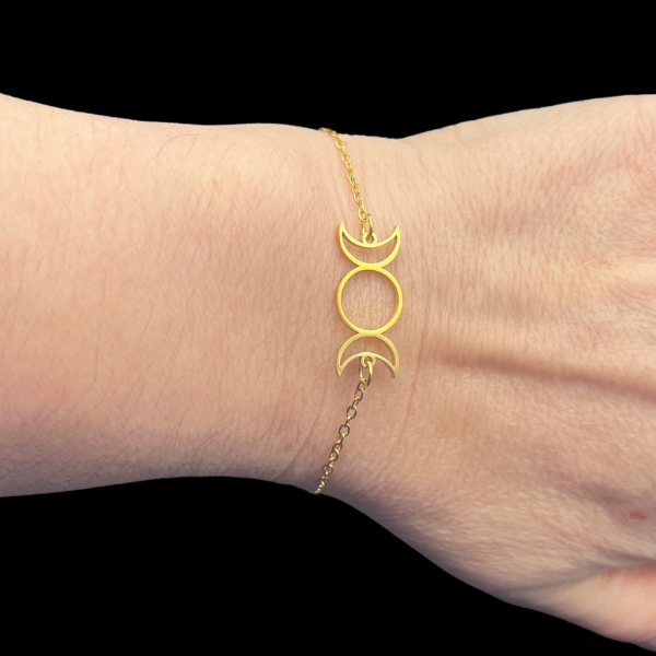 Triple Lune dorée Bracelet en Acier Inoxydable