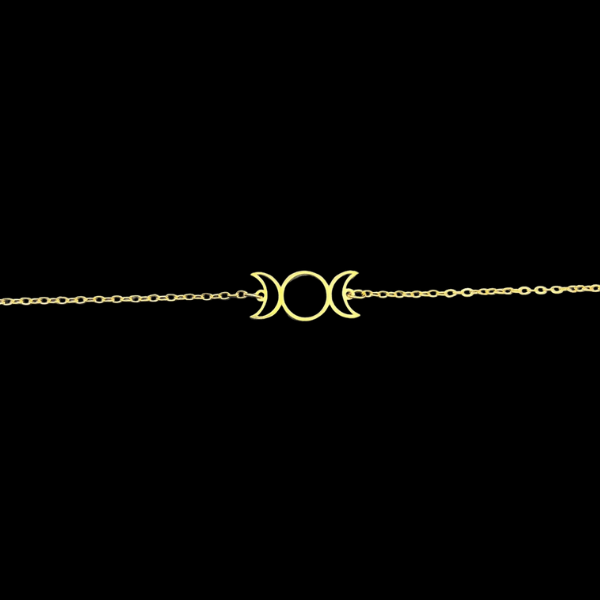 Triple Lune dorée Bracelet en Acier Inoxydable
