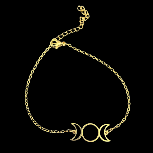 Triple Lune dorée Bracelet en Acier Inoxydable