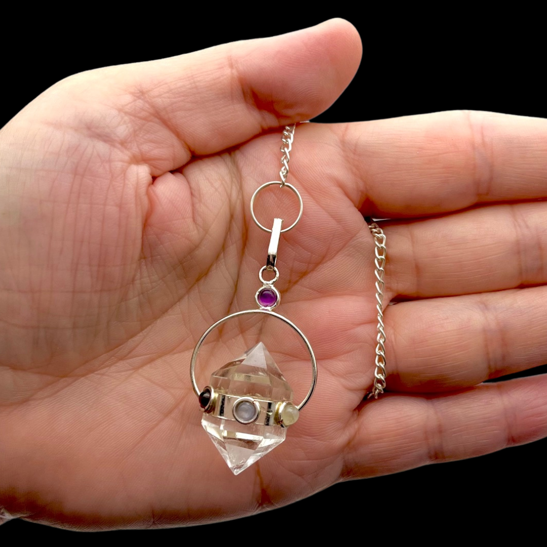 Pendule Cristal de Roche 7 chakras