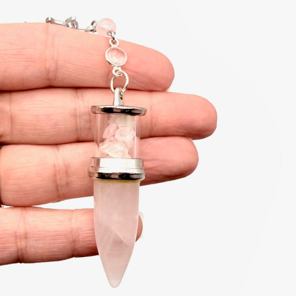 Pendule Quartz Rose et Grenat - Pièce unique