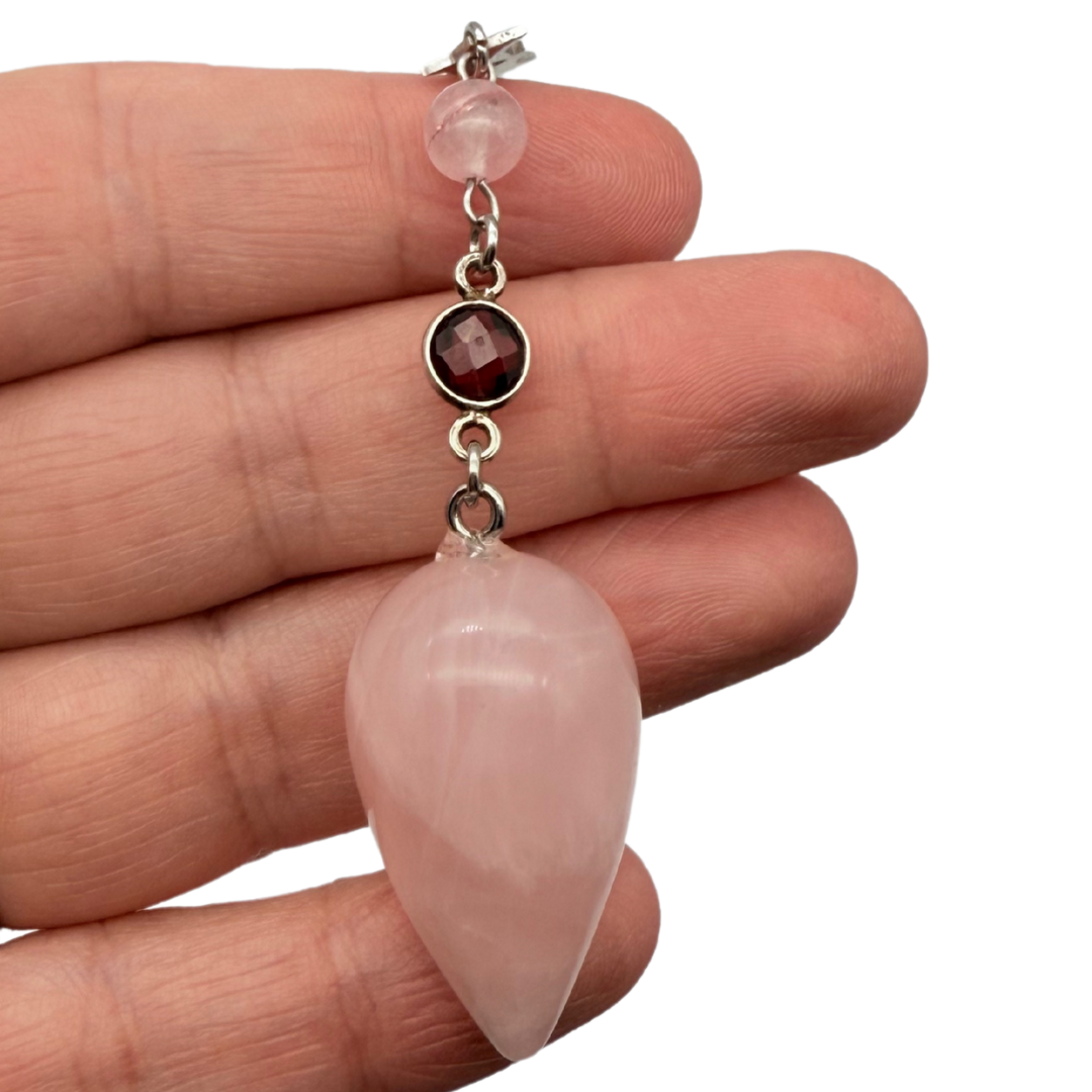Pendule Quartz Rose et Grenat - Pièce unique