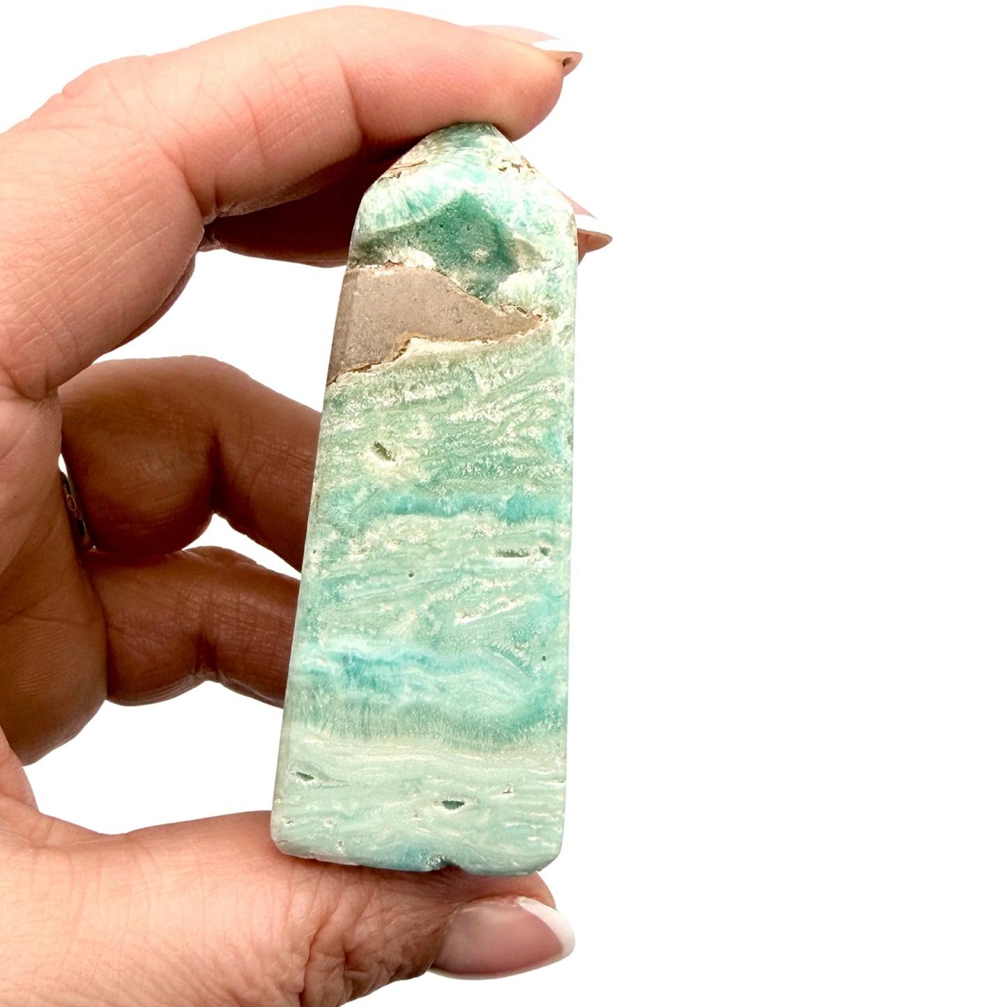 Aragonite Bleue (Calcite des Caraïbes) - Pointe