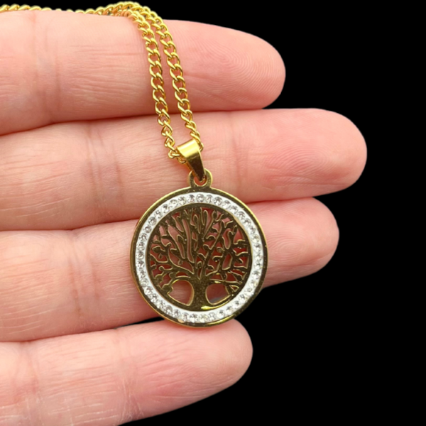 Arbre de vie doré Pendentif en Acier Inoxydable