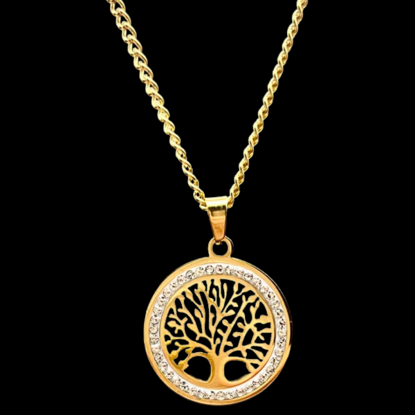 Arbre de vie doré Pendentif en Acier Inoxydable
