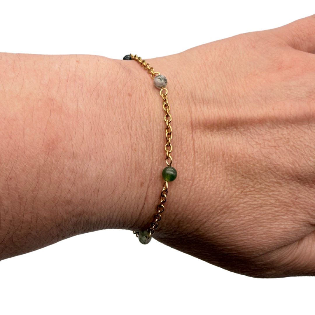 Bracelet en pierre naturelle en acier inoxydable au choix