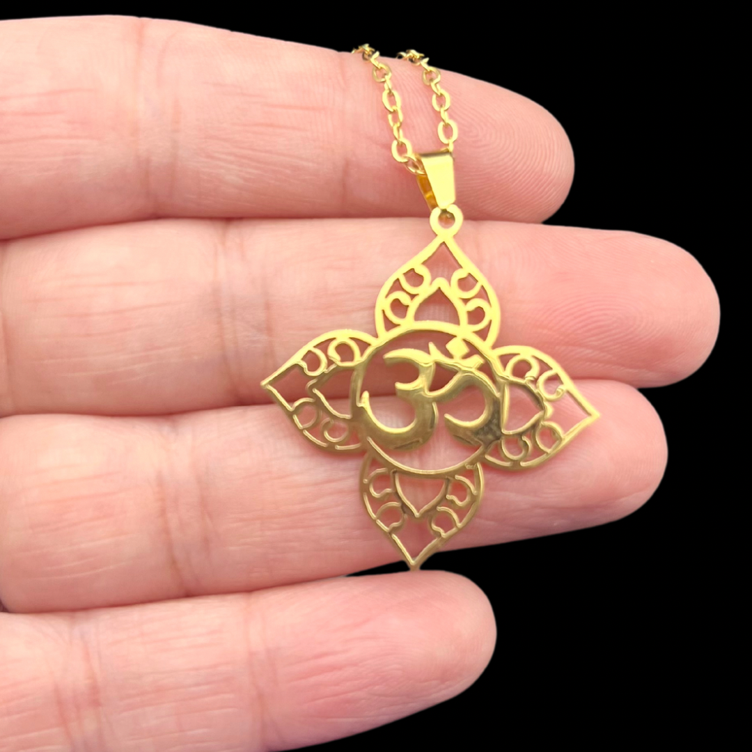 Om doré Pendentif en Acier Inoxydable