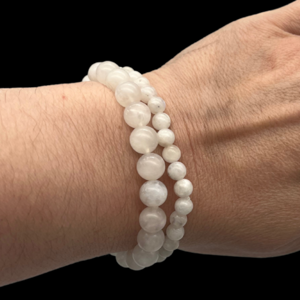 Labradorite Blanche ou Péristérite Bracelet en Pierre Boule