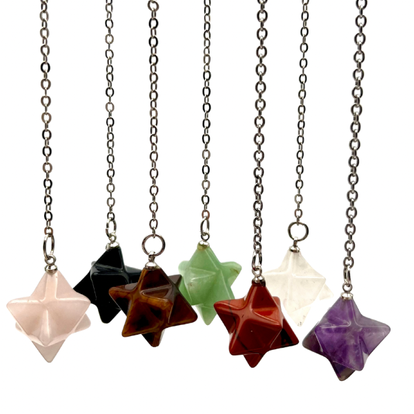 Pendule Merkaba en pierre naturelle au choix