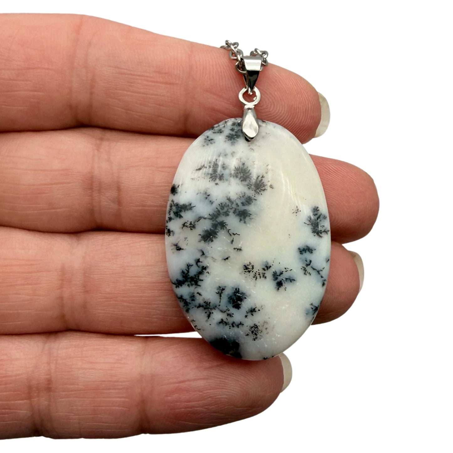 Pendentif en Agate Dendritique Ovale – Pierre Naturelle - Pièce Unique