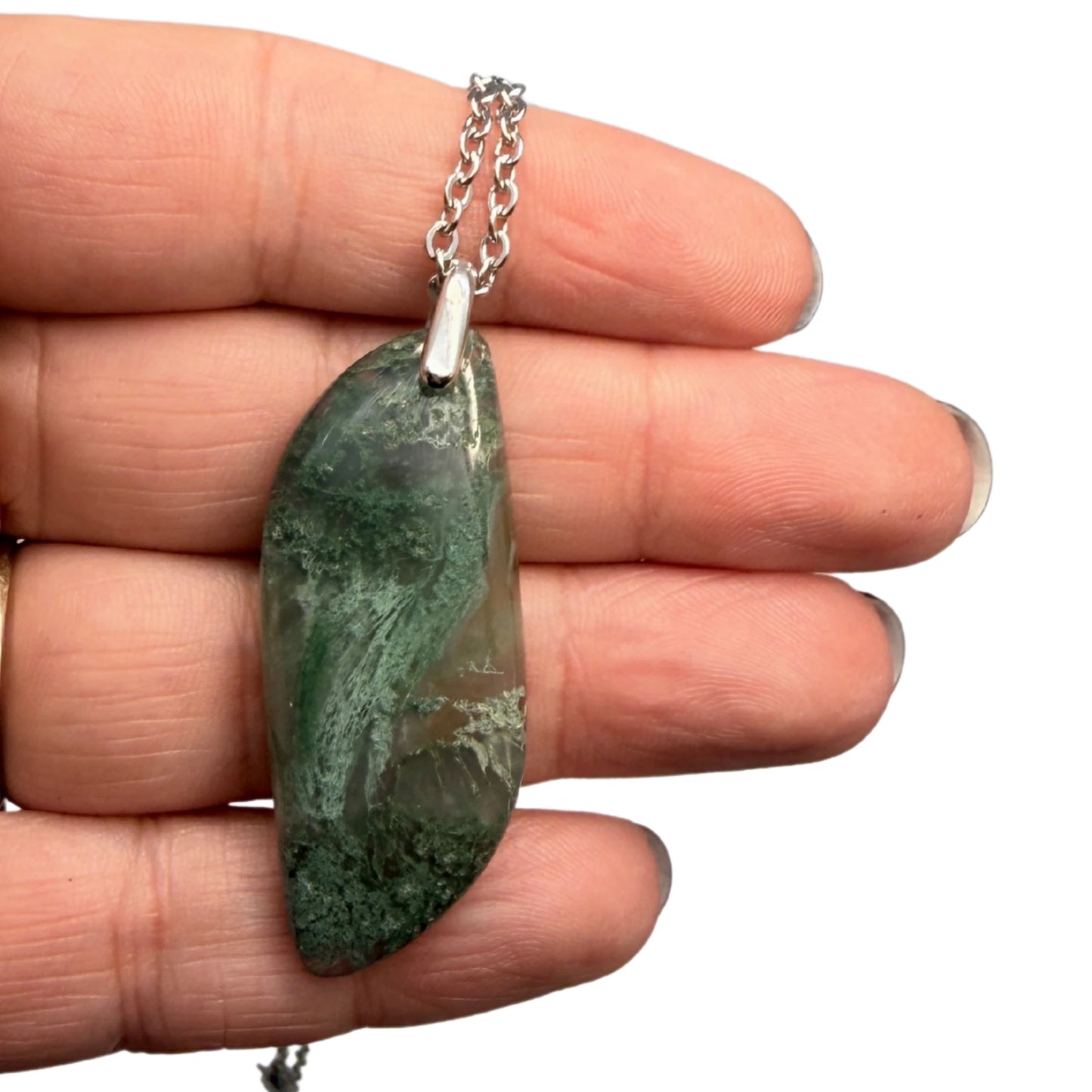 Pendentif Agate mousse – Pierre naturelle | Modèle unique