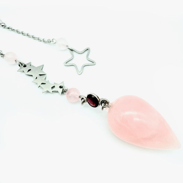 Pendule Quartz Rose et Grenat - Pièce unique