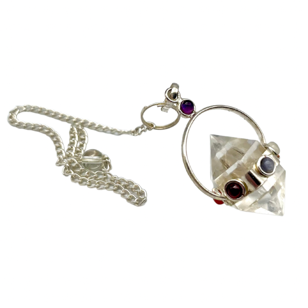 Pendule Cristal de Roche 7 chakras