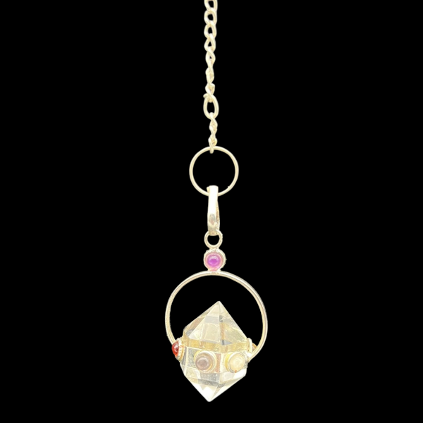 Pendule Cristal de Roche 7 chakras