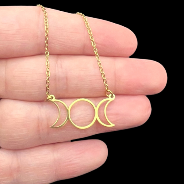 Pendentif Triple Lune en Acier Inoxydable doré