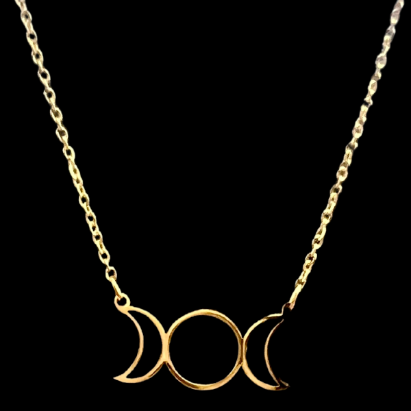 Triple Lune dorée Pendentif en Acier Inoxydable