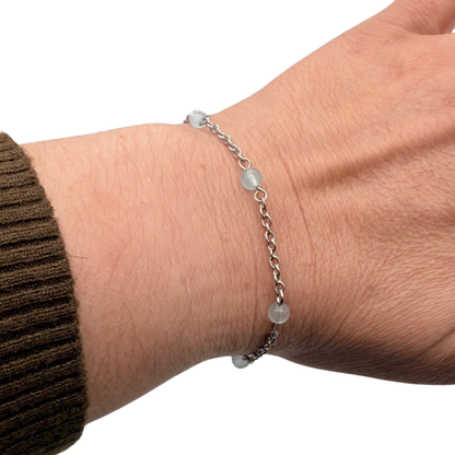 Bracelet en pierre naturelle en acier inoxydable au choix