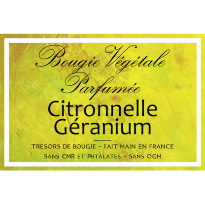 Bougie végétale parfumée Citronnelle Géranium Métal