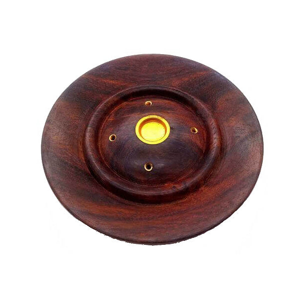 Porte encens rond uni en bois