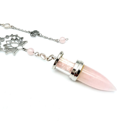 Pendule Quartz Rose et Grenat - Pièce unique