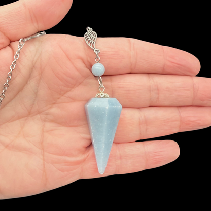Pendule Angélite et Labradorite Blanche - Pièce unique