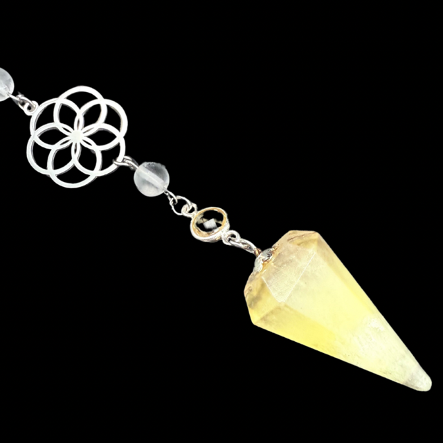 Pendule Fluorine jaune et Citrine - Pièce unique