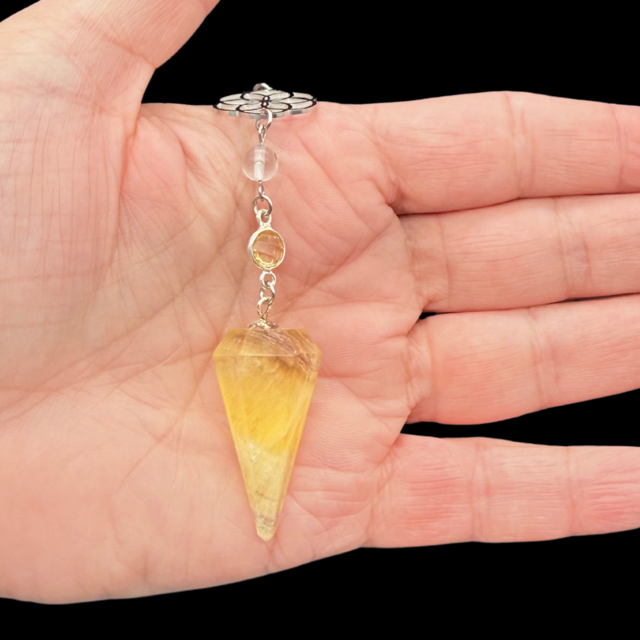 Pendule Fluorine jaune et Citrine - Pièce unique