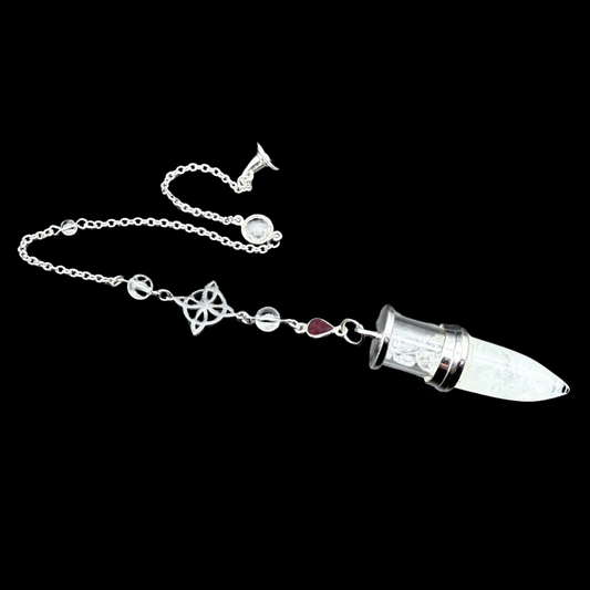 Pendule Cristal et Tourmaline rose - Pièce unique