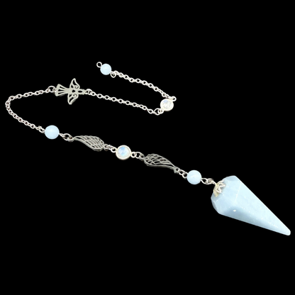 Pendule Angélite et Labradorite Blanche - Pièce unique