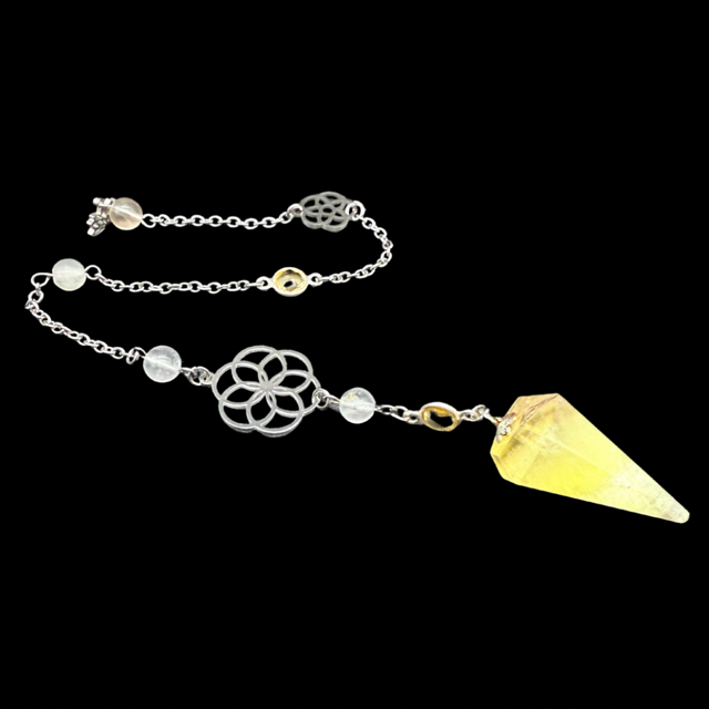 Pendule Fluorine jaune et Citrine - Pièce unique