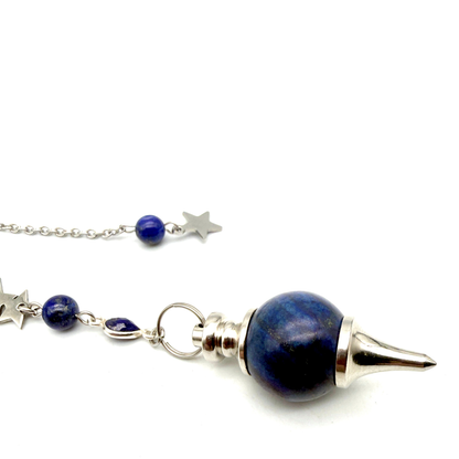 Pendule Lapis Lazuli et Pierre de Lune – Séphoroton – Pierre Naturelle | Pièce Unique
