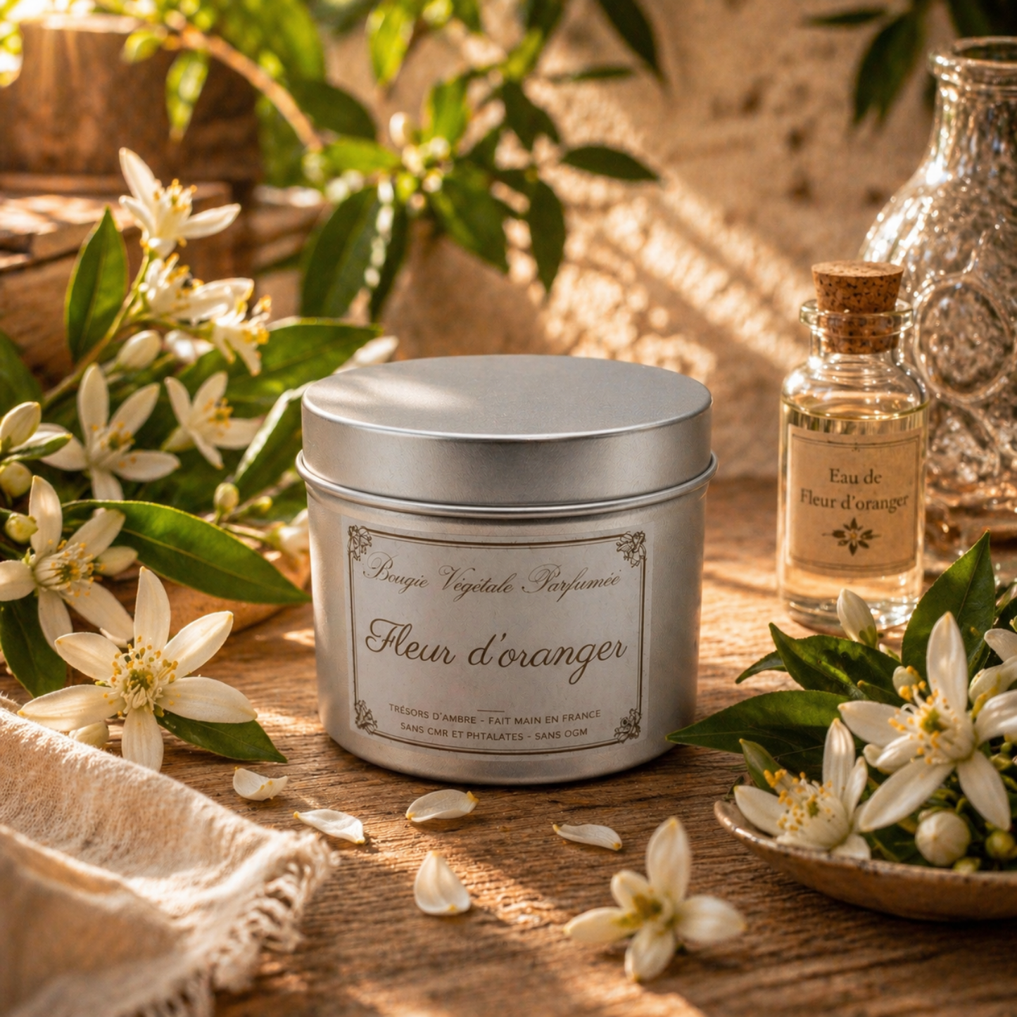 Bougie végétale parfumée Fleur d’Oranger Métal