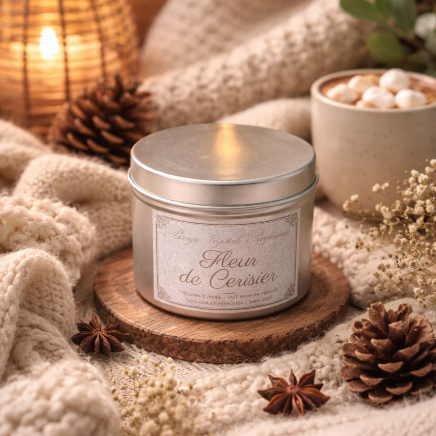 Bougie végétale parfumée Fleur de cerisier Métal