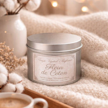 Bougie végétale parfumée Fleur de coton Métal