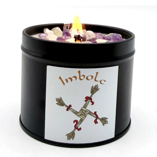 Bougie Sabbat Imbolc - Améthyste & Pierre de lune - Précommande Édition Limitée