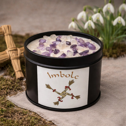 Bougie Sabbat Imbolc - Améthyste & Pierre de lune - Précommande Édition Limitée