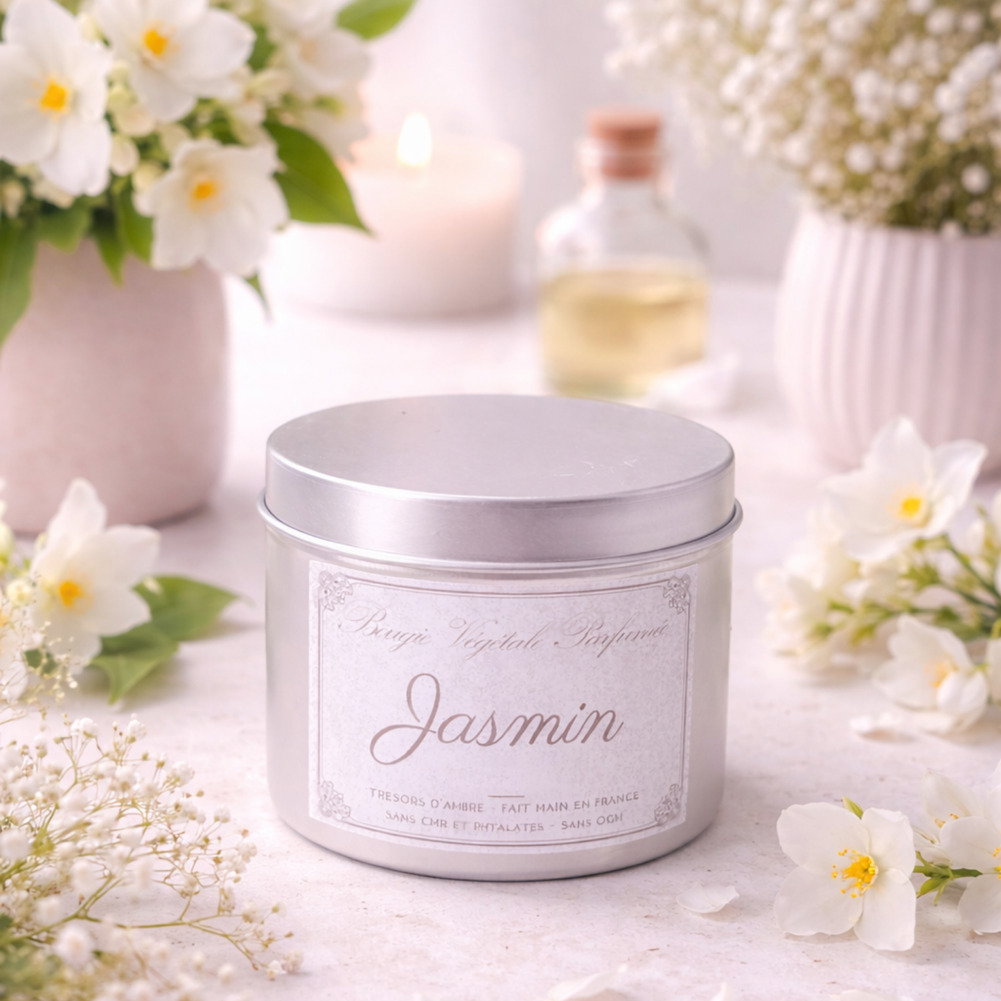 Bougie végétale parfumée Jasmin Métal