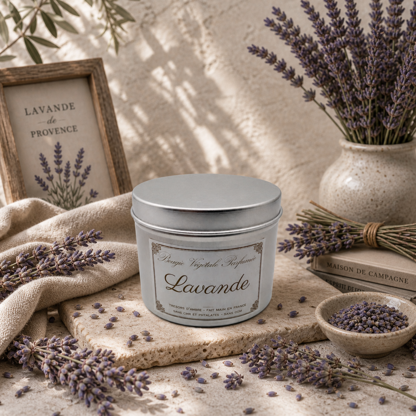 Bougie végétale parfumée Lavande Métal