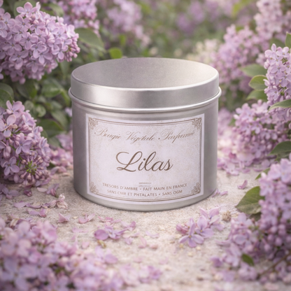 Bougie végétale parfumée Lilas Métal