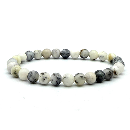 Bracelet Boule en Agate Dendritique – Pierre Naturelle