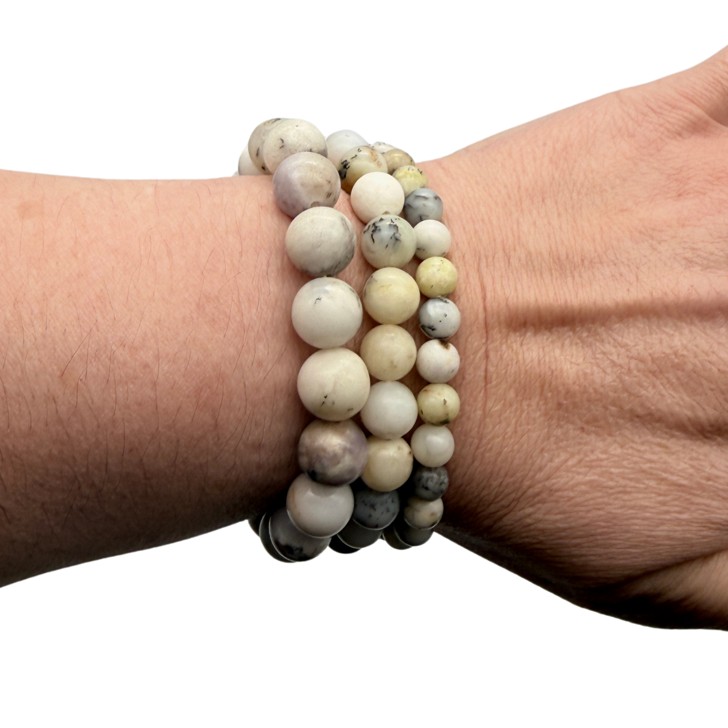 Bracelet Boule en Agate Dendritique – Pierre Naturelle
