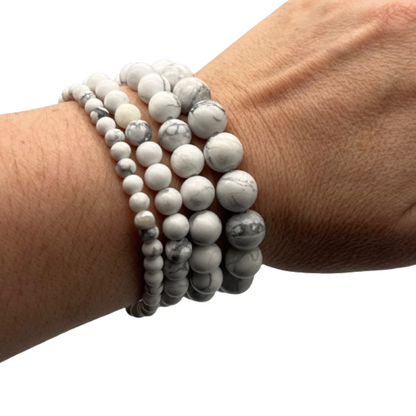 Howlite Blanche Bracelet en Pierre Boule