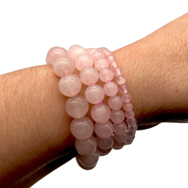 Quartz rose Bracelet en Pierre Boule