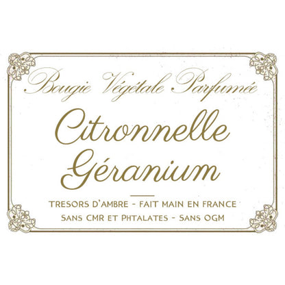 Bougie végétale parfumée Citronnelle Géranium Métal