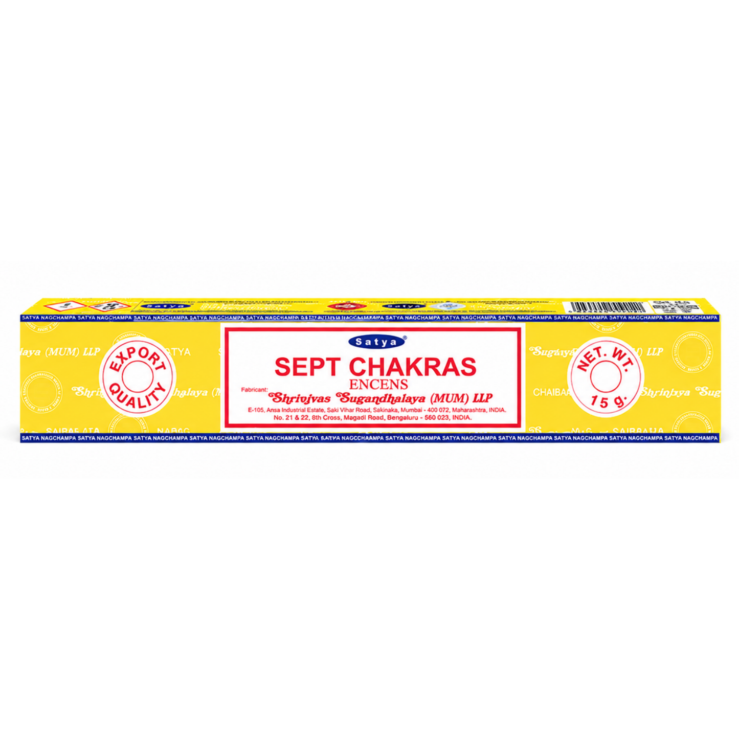 Encens 7 Chakras – Satya 15g | Bâtonnets Naturels