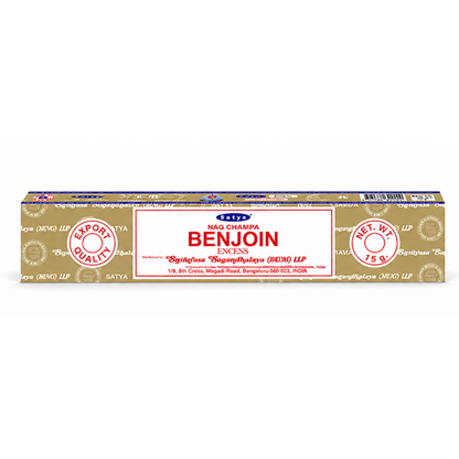 Encens Benjoin – Satya 15g | Bâtonnets Naturels