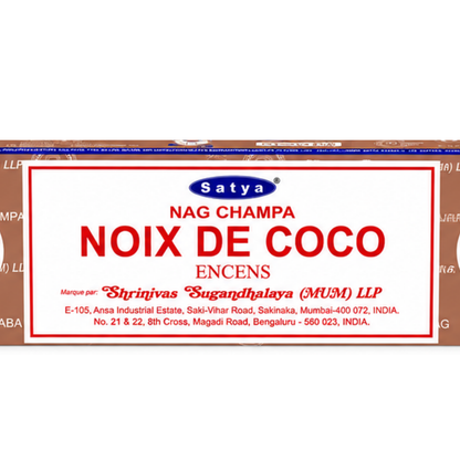 Encens Noix de Coco – Satya 15g | Bâtonnets Naturels