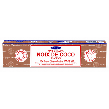 Encens Noix de Coco – Satya 15g | Bâtonnets Naturels