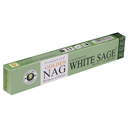 Encens Sauge Blanche – Vijayshree Golden Nag 15g | Bâtonnets Naturels