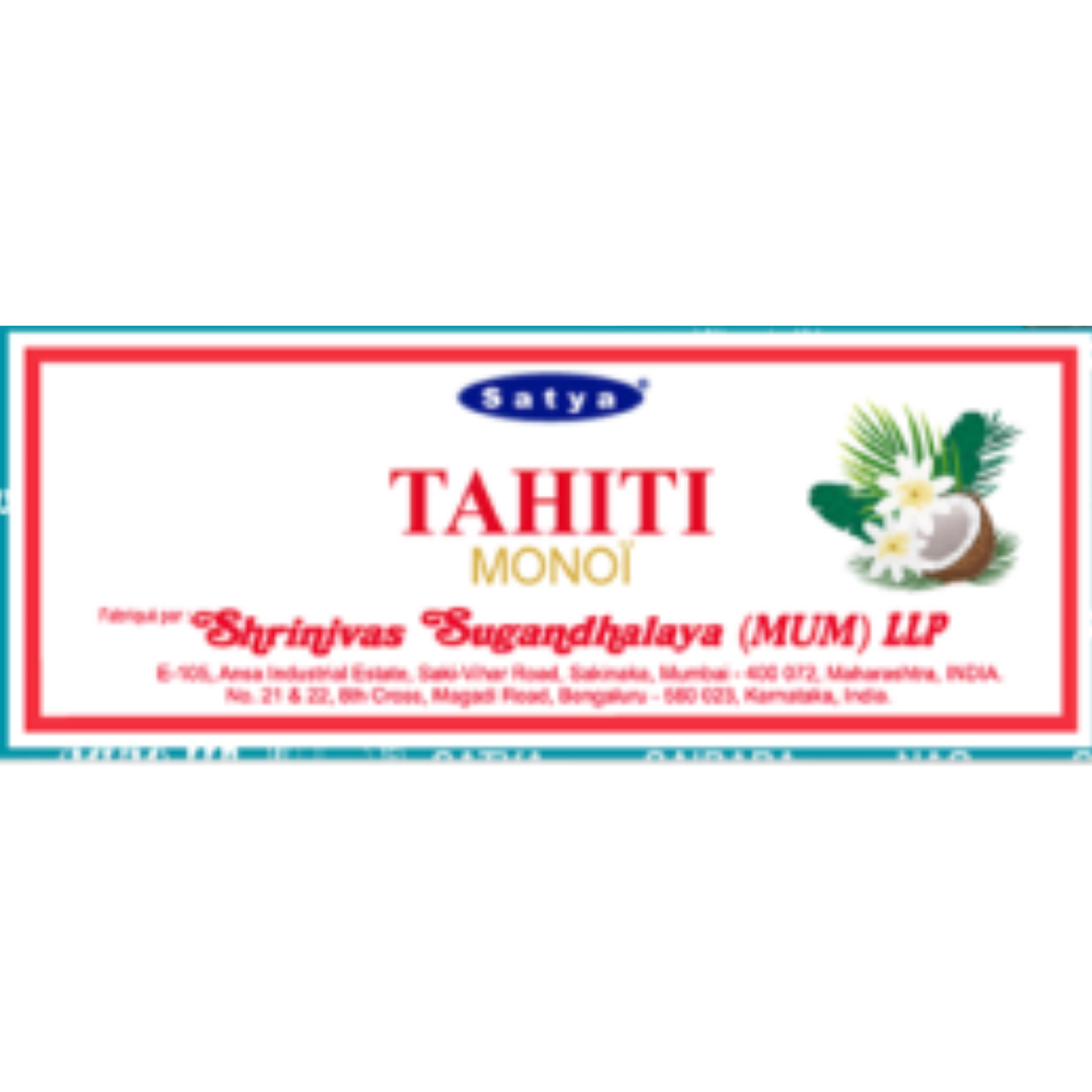 Encens Satya Tahiti dos boîte avec composition